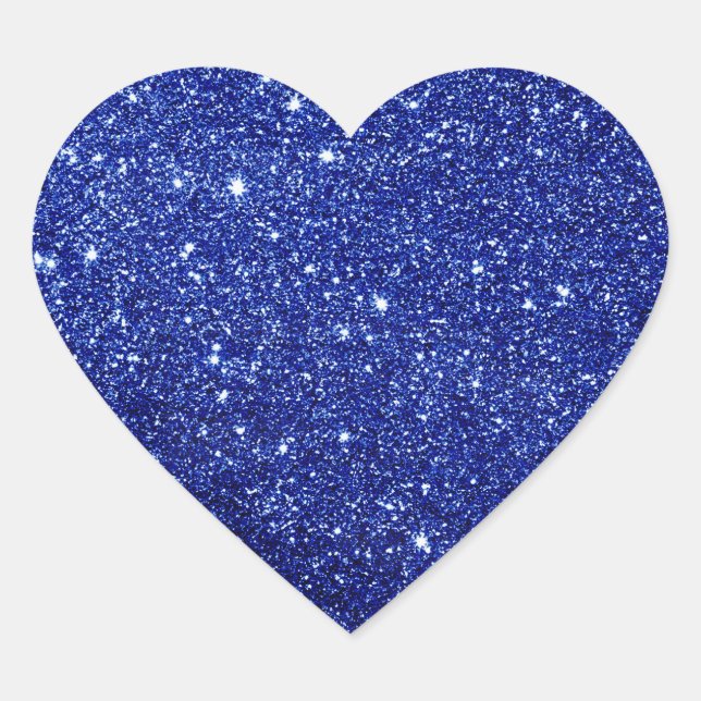 Modern blue glitter heart sticker (Front)