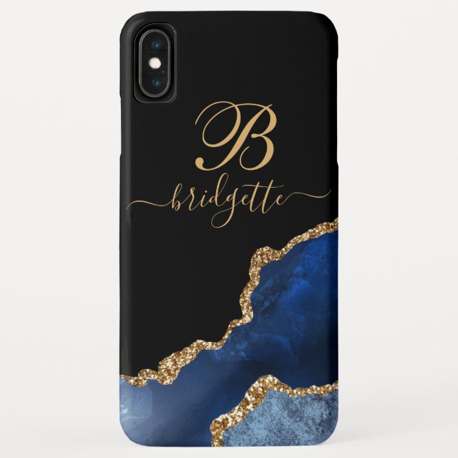 Modern Blue Gold Agate Geode  Tote Bag Case-Mate iPhone Case (Back)