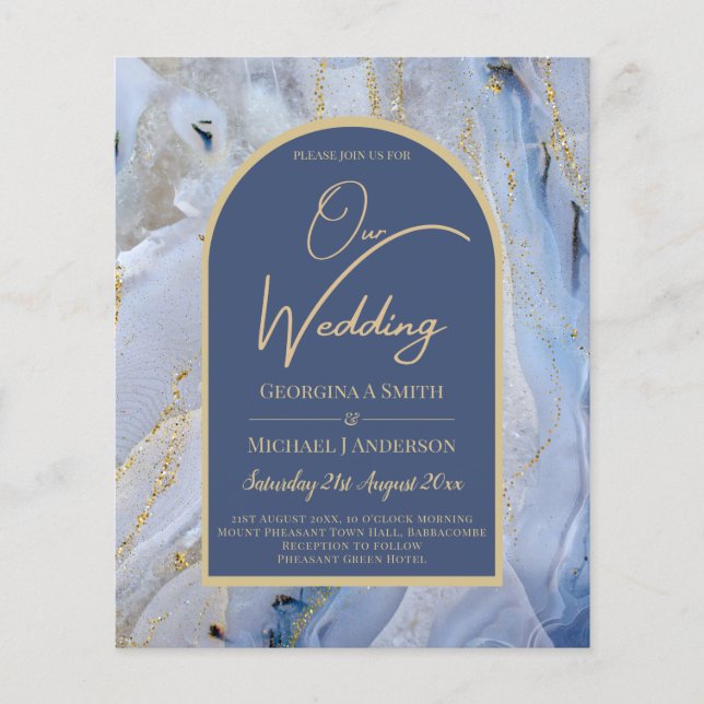 Modern Blue Gold Agate Marble Arch Wedding (Front)