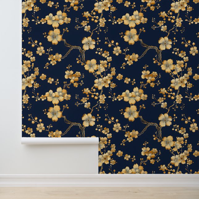 Modern Blue Gold Art Deco #4 Wallpaper (Application)