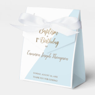 Modern Blue Gold Baby Boy Baptism first birthday Favour Box