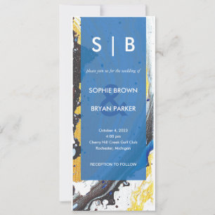 Modern Blue/Gold/Black Hydro-Dip Invitation