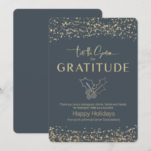 Modern Blue Gold Business Holiday Greeting Invitation