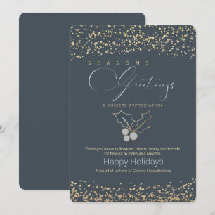 Modern Blue Gold Business Seasons Greetings  Invitation