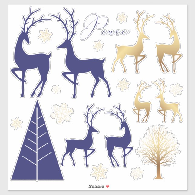 Modern Blue Gold Christmas Holiday Elements (Sheet)
