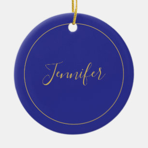 Modern Blue & Gold Color Calligraphy Plain Unique Ceramic Tree Decoration