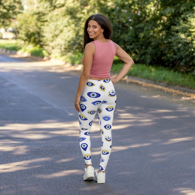 Modern Blue Gold Evil Eyes Leggings (Creator Uploaded)