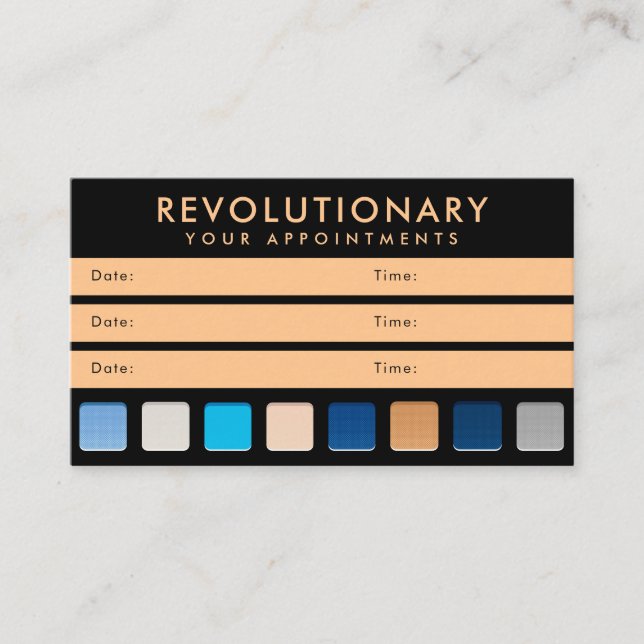 Modern Blue Gold Eyeshadow Pallete Makeup Artist  Appointment Card (Front)