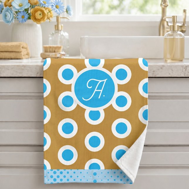 Modern Blue Gold Light Blue Circle Ring Pattern Bath Towel Set (Creator Uploaded)