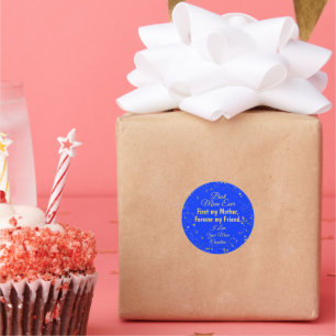 Modern Blue Gold Star Best Mum Ever Mothers Day Classic Round Sticker