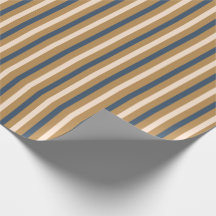 Modern Blue Gold White Stripe Christmas