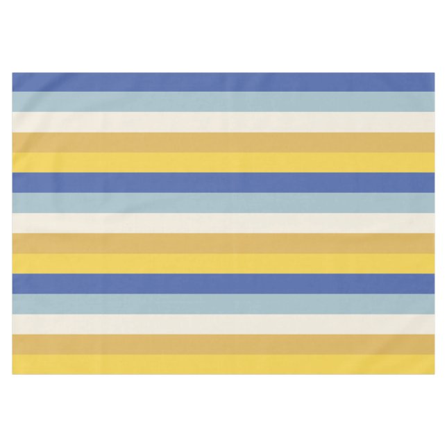 Modern blue gold yellow cream stripes Hanukkah Tablecloth (Front (Horizontal))