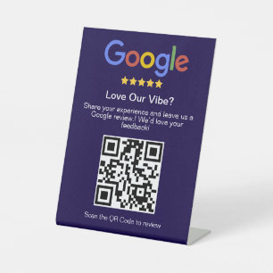 Modern Blue Google Review Custom QR Code Pedestal Sign