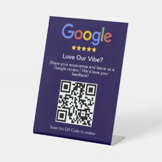 Modern Blue Google Review Custom QR Code Pedestal Sign