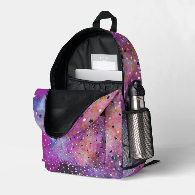 Modern Blue gradient cosmos space galaxy girls Printed Backpack (Back Corner Right (Open))