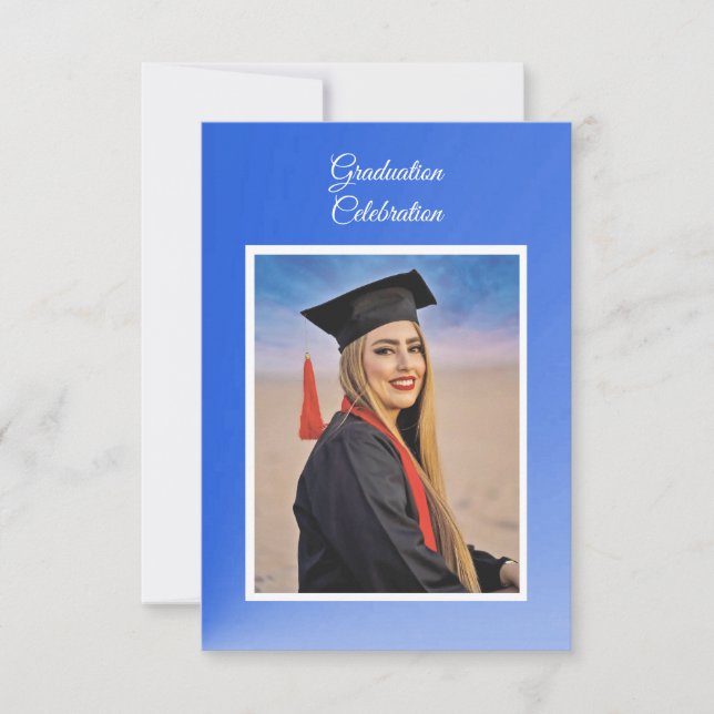 Modern Blue Gradient Grad Party Invite Enclosure (Front)