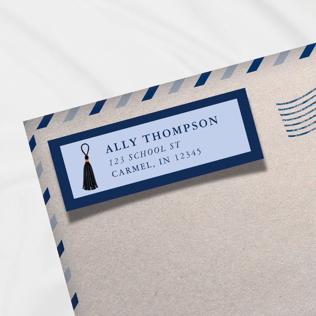 Modern Blue Graduation Cap Tassel  (Modern Blue Graduation Cap Tassel Label)