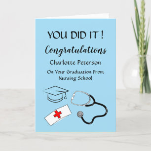 Modern Blue Graduation  Nurse  Congratulation Card