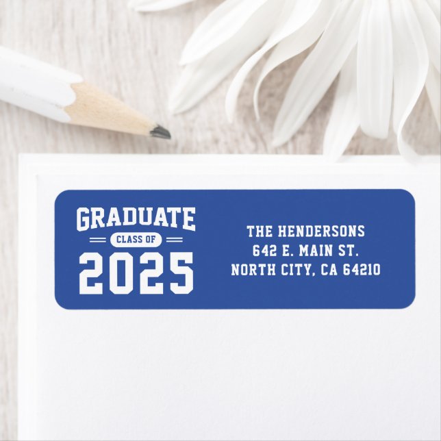 Modern Blue Graduation Return Address Label (Insitu)