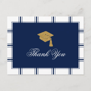 Modern Blue Graduation Thank You Postcard