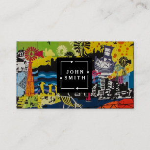 Modern Blue Graffiti Cool Abstract Art Business Ca Business Card