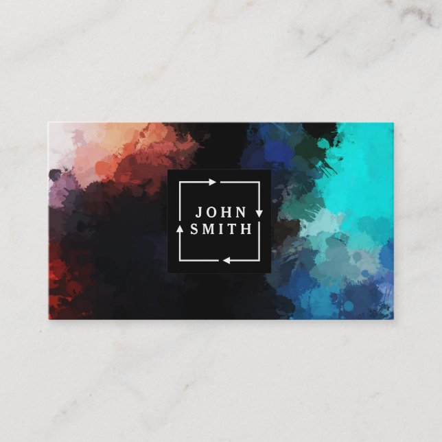 Modern Blue Graffiti Cool Abstract Art Business Card (Front)