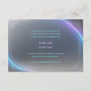 Modern Blue Gray Purple Electric Neon Glow Wedding Enclosure Card