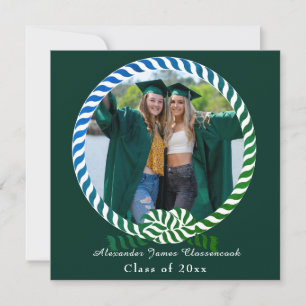 Modern Blue Green 1 Photo Graduation Announcement