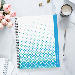 Modern Blue Green Abstract Diamond Notebook