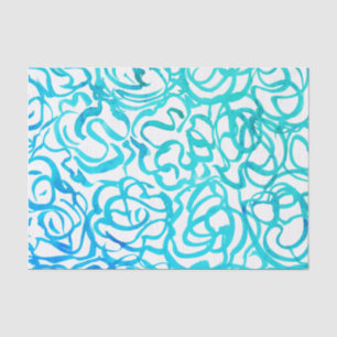Modern Blue Green Abstract Watercolor Design Tissue Paper