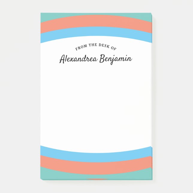 Modern Blue Green Coral Stylish Elegant Custom Post-it Notes (Front)