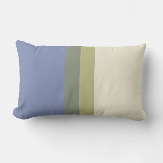 Modern Blue Green Cream Colour Block Lumbar Cushion (Front)
