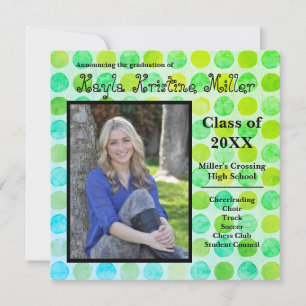 Modern Blue & Green Dots - Graduation Announcement