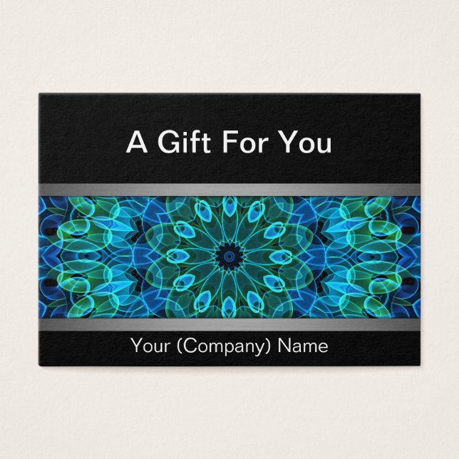 Modern Blue & Green Gems mandala gift certificate (Front)