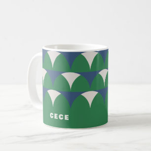 Modern blue green geometric retro personalised cof coffee mug