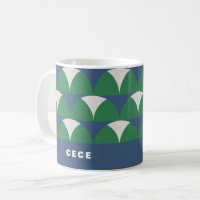Modern blue green geometric retro personalised cof