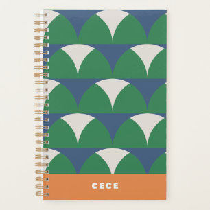 Modern blue green geometric retro personalised planner