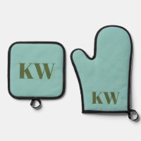 Modern Blue Green Monogram Initials Personalised