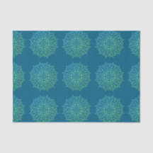 Modern Blue Green Ombre Mandala Boho Decoupage