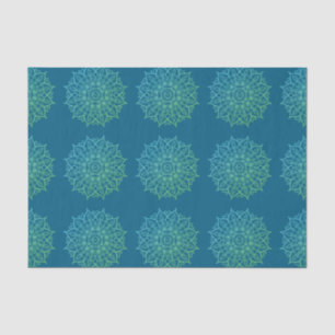 Modern Blue Green Ombre Mandala Boho Decoupage Tissue Paper