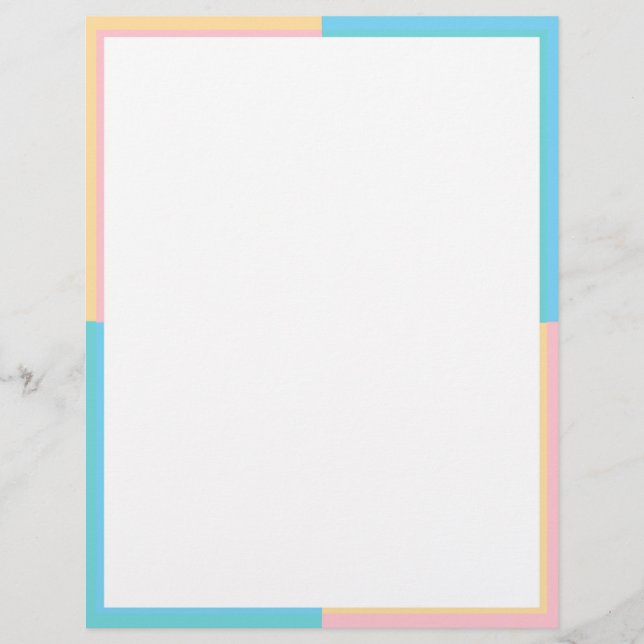 Modern Blue Green Pink Yellow Blank Template Custom Letterhead (Front)