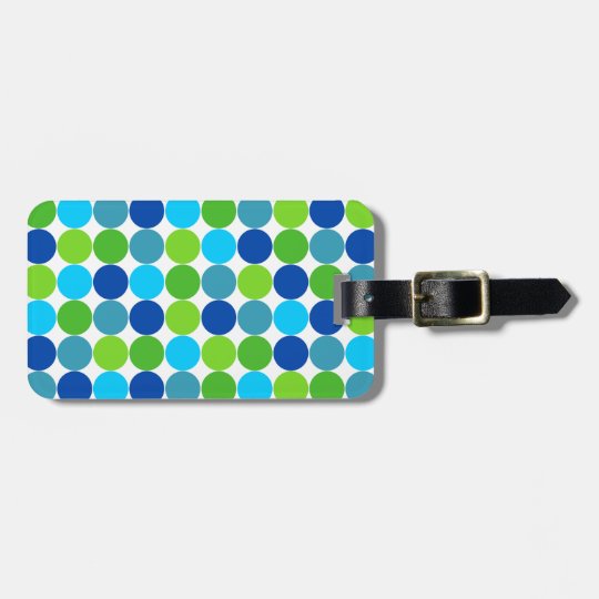 Modern Blue Green Polka Dot Pattern Luggage Tag