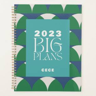 Modern blue green retro geometric big plans planner