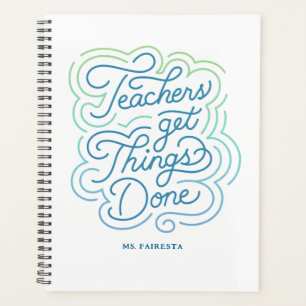 Modern Blue Green Swirl Teachers Get Things Done Planner