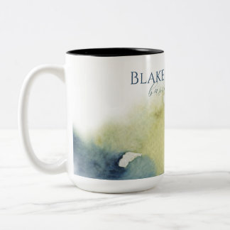 Modern Blue Green Watercolor Typography Two-Tone Coffee Mug