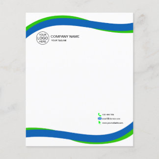 Modern Blue & Green Wave Letterhead with logo