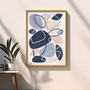 Modern Blue Grey Abstract Pattern Poster