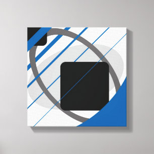 Modern Blue Grey Black Off White - Wrapped Canvas