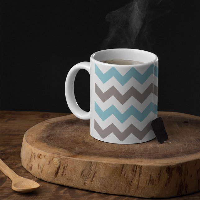 Modern Blue Grey Chevron Pattern Coffee Mug (Creator Uploaded)