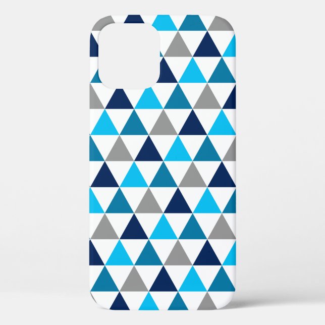 Modern Blue Grey Geometric Triangles Pattern Case-Mate iPhone Case (Back)